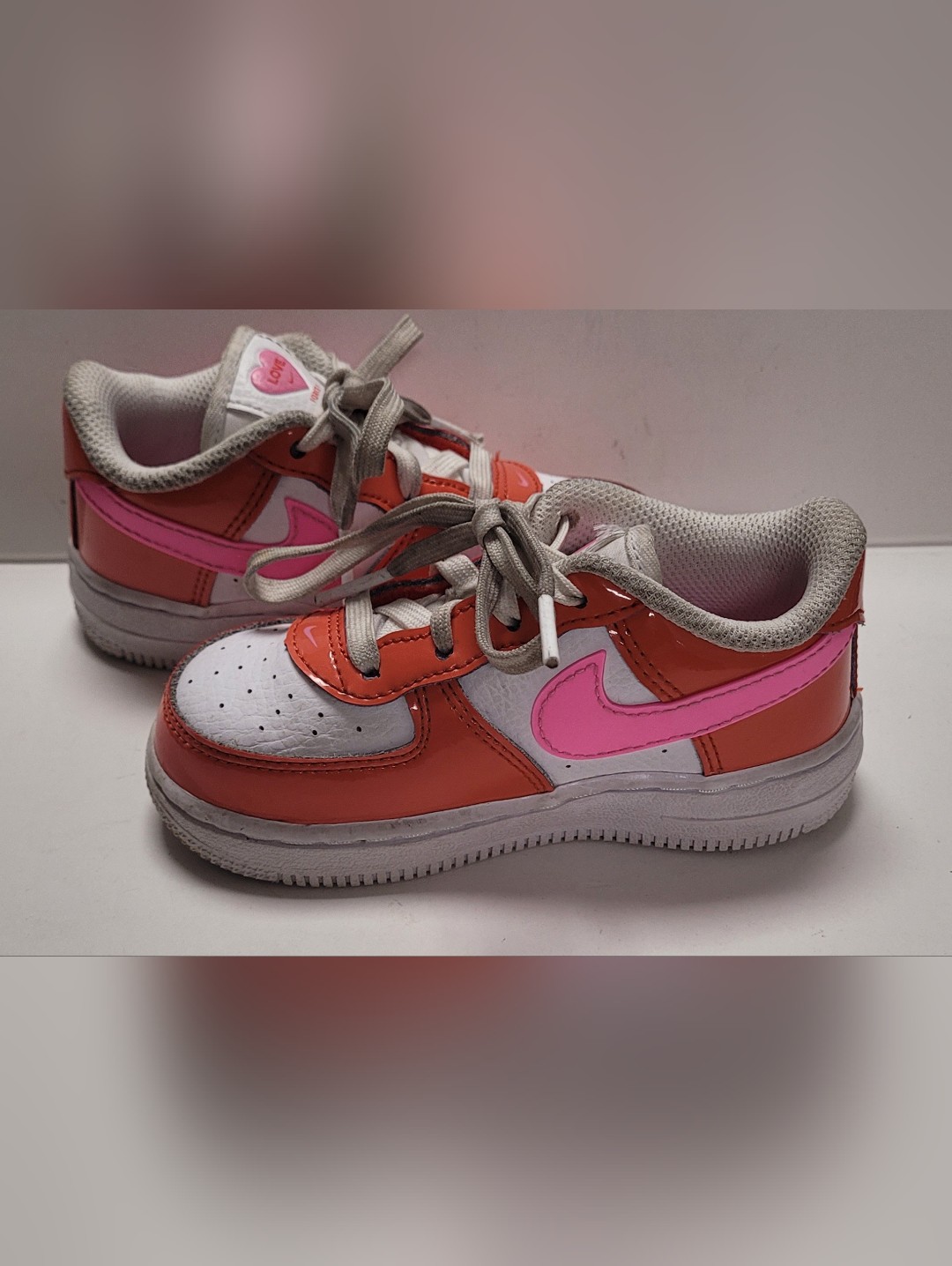 Nike Air Force 1 Valentine Edition Kids Low-Top Sneakers In Pink, Red & White